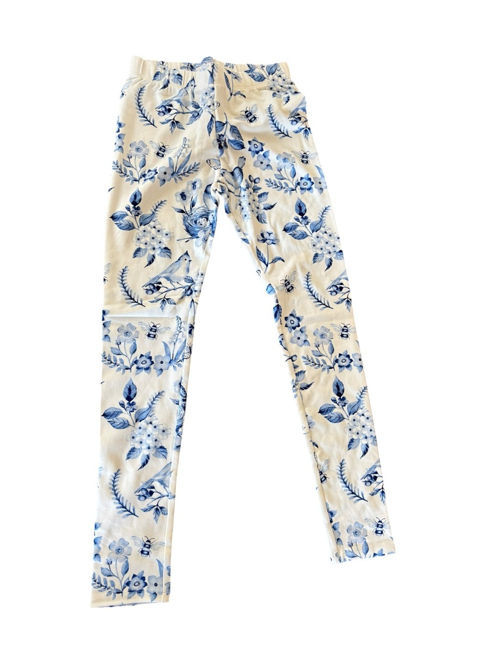 NWT Gymboree Size 12 Blue Floral & Bird Nesting Spring Print Leggings
